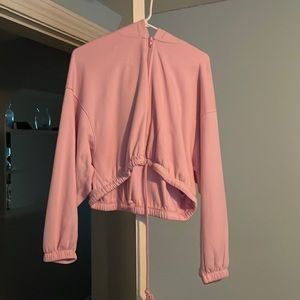all pink crop zip up